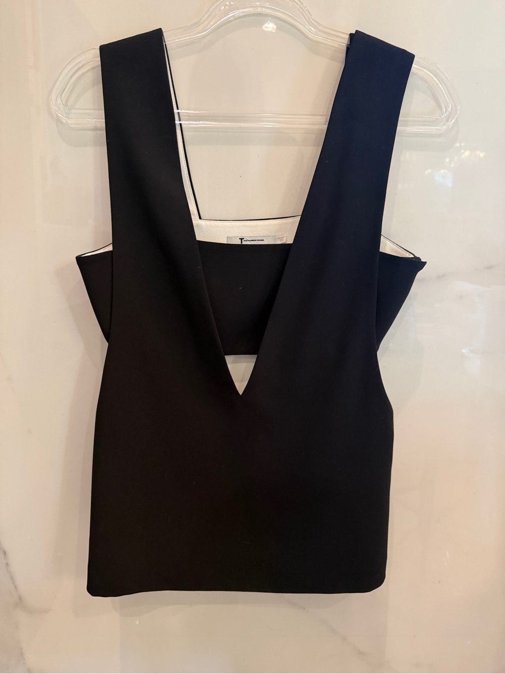 Alexander Wang Black Deep V-Neck Tank Top